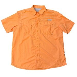 Realtree Fishing Orange Short Sleeve Button-Up Shirt Mens Size Large